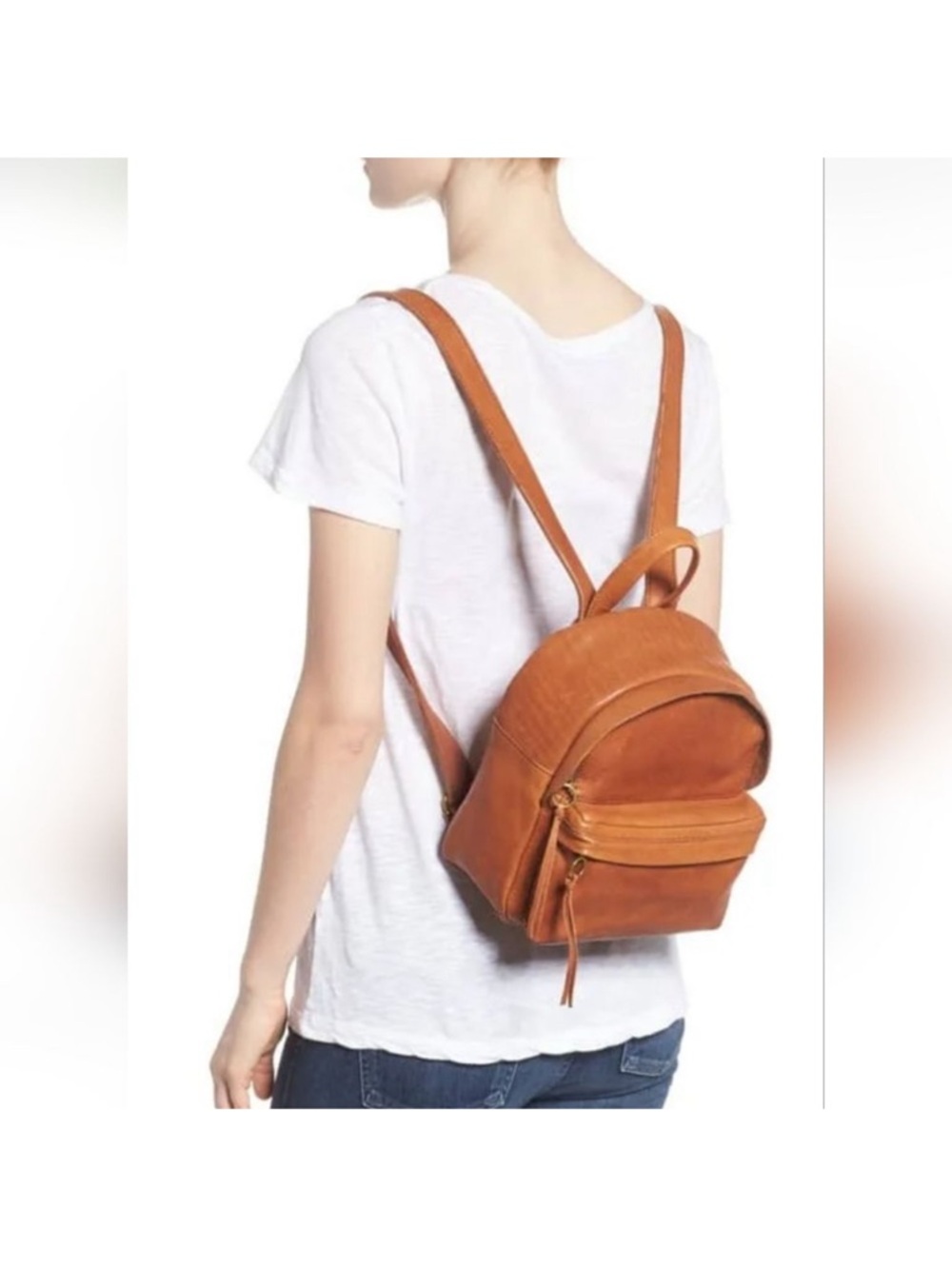 Madewell Lorimer Tan Leather Mini Backpack